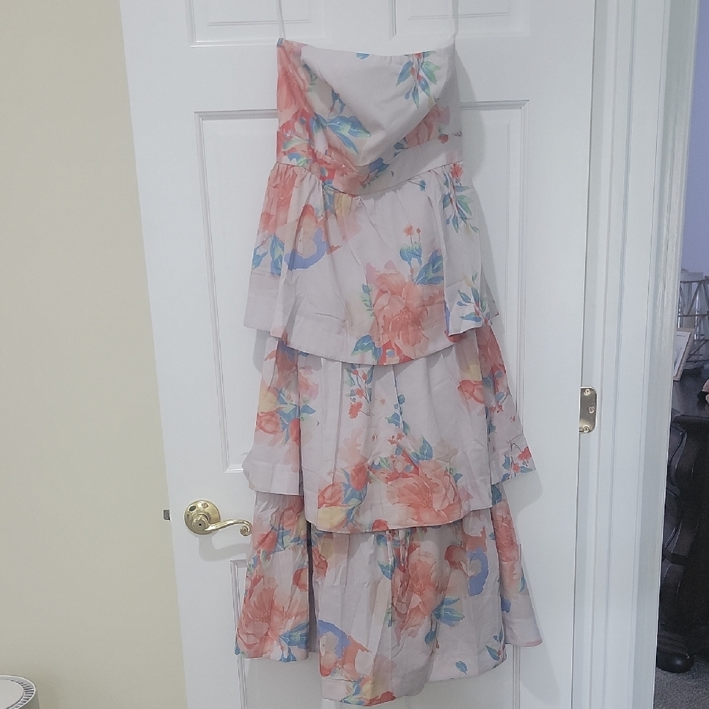 Floral Strapless Layered Dress